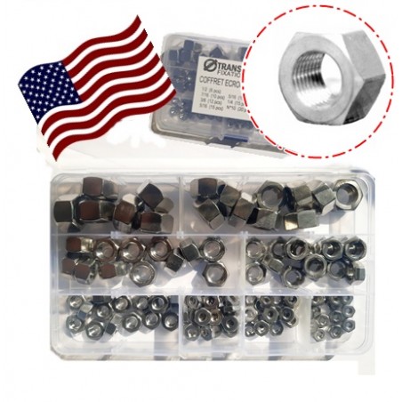 COFFRET ECROUS UNC OU UNF HU INOX A2