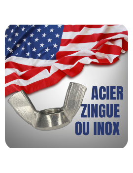 ECROU UNC - UNF PAPILLON ECROU A OREILLES COTE POUCE