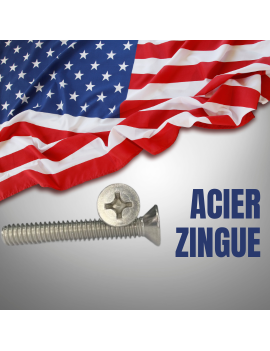 VIS AMERICAINE TF CRUCIFORME/PHILLIPS, ACIER ZINGUE BLANC