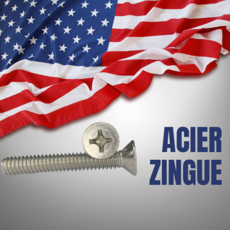 VIS AMERICAINE TF CRUCIFORME/PHILLIPS, ACIER ZINGUE BLANC